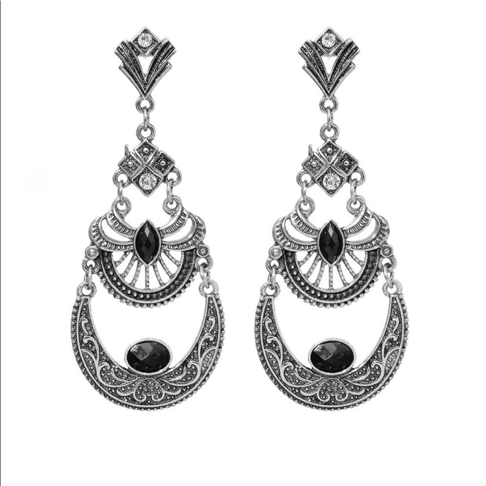 Boho Gypsy Drop Earrings Silver